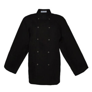 Pegasus Black Long Sleeve Chef Jackets with Press Studs (XL)