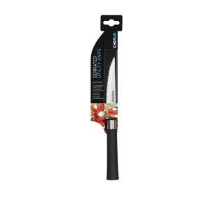 Chef Aid Black Serrated Utility Knife 4.5"