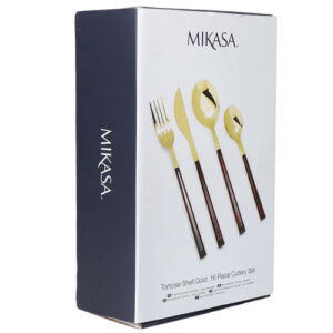Mikasa® Faux-Tortoise Shell and Gold-Coloured Cutlery Set 16pc