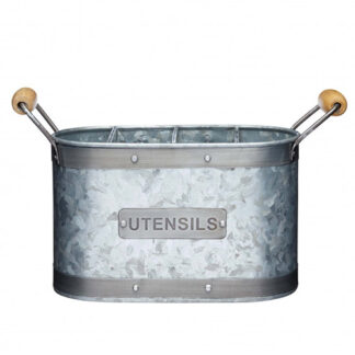 KitchenCraft® Industrial Kitchen Utensil Holder Galvanised Steel 27.5 x 11 x 17 cm