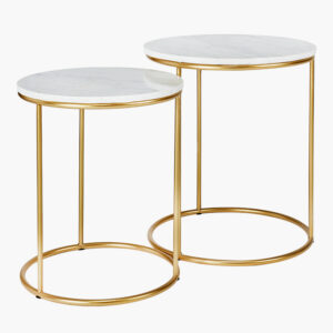 Milly Black Marble Tables with Gold Frame Set of 2