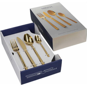 Mikasa® Ciara Diseno 16-Piece Gold Cutlery Set