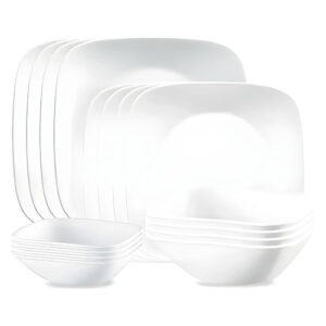 Corelle Vivid White Dinnerware Set Vitrelle Glass - Set of 16