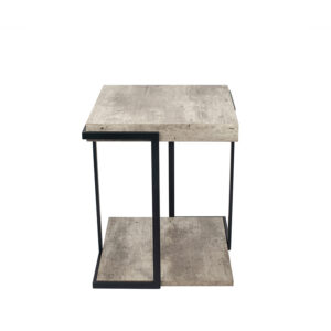 Jersey Concrete Effect MDF and Black Iron Side Table