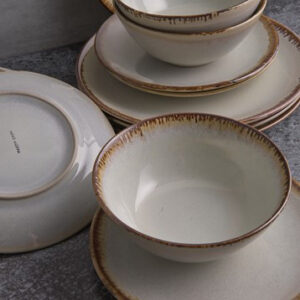 Mason Cash Reactive Cream Dinner Set - Set of 12