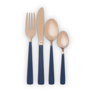 Tower Cavaletto Stainless Steel Midnight Blue Cutlery Set - Set of 16