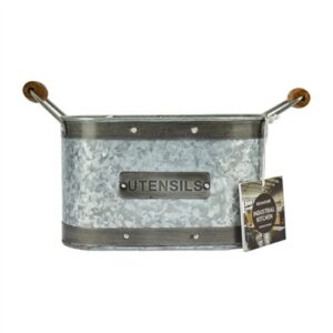 KitchenCraft® Industrial Kitchen Utensil Holder Galvanised Steel 27.5 x 11 x 17 cm