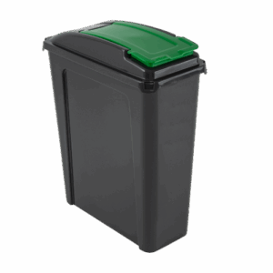Wham Slimline Recycling Bin Plastic Graphite Green Flip-Top Lid 25L