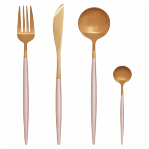 Avie Pink & Gold Cutlery Set - Pack of 16