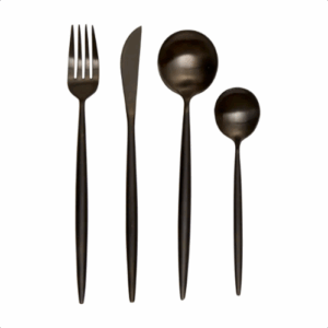 Modern Retro Matte Black Cutlery Set - Set of 16